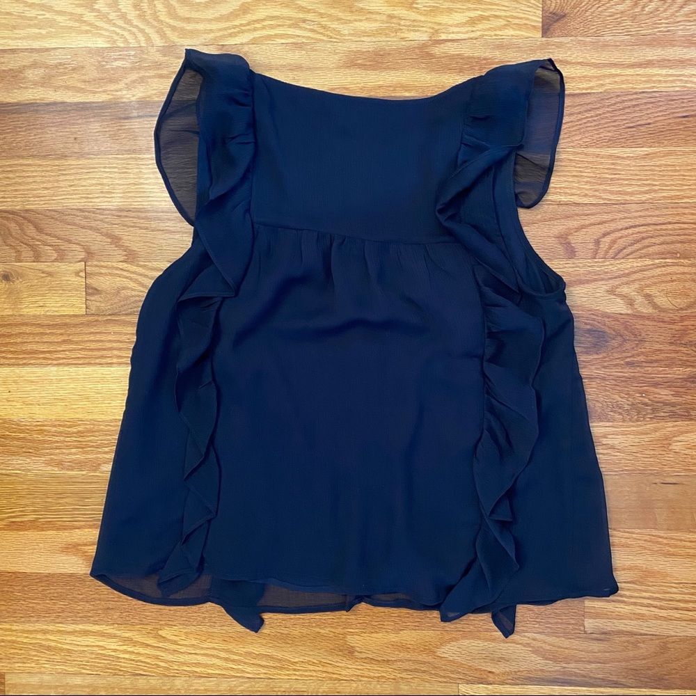 Express Square Neck Button Ruffle Tank - Picture 4 of 5